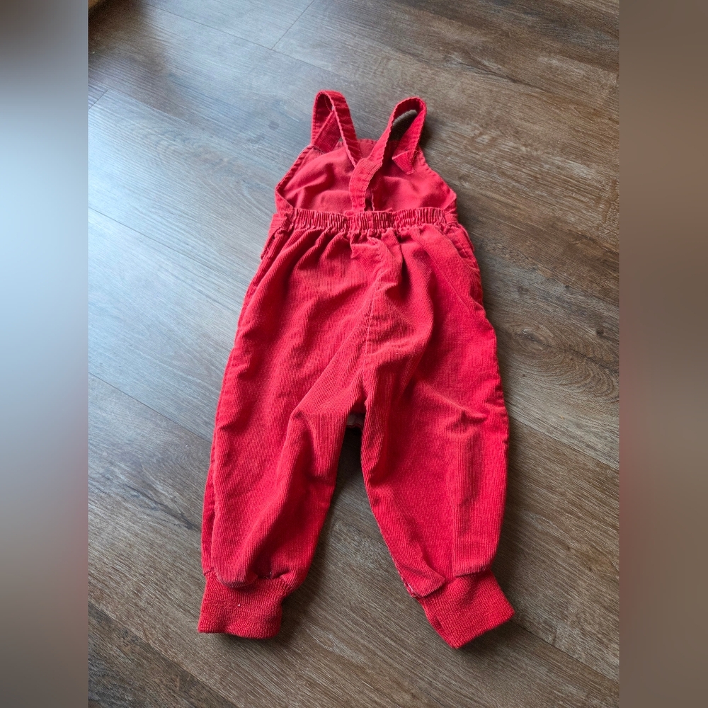 Vintage 80s Healthtex Red Motorcycle Patch Corduroy Baby Overalls Boys Size 2T - Picture 8 of 10
